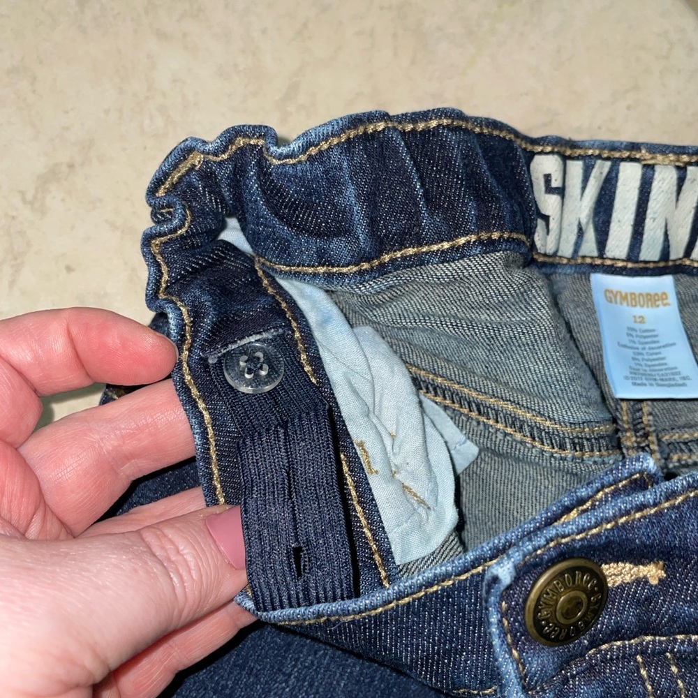 Gymboree Boys Blue Jeans Size 12 adjustable waist straps - Picture 2 of 5